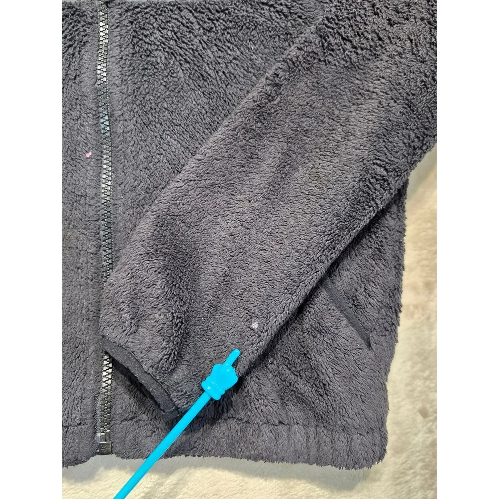 The North Face Boys Chimborazo Full Zip Hooded Fleece Jacket Black Flaw Sz 6